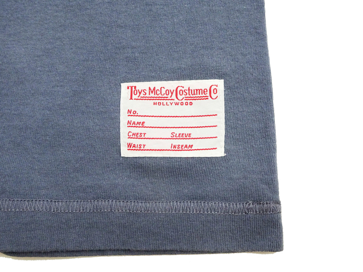 TOYS McCOY Plain Loopwheel Henley T-Shirt - Men's Short Sleeve Tubular Tee The Great American Hero Union Shirt TMC2537 120 Faded-Blue