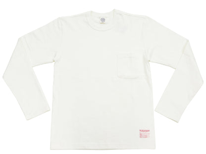 TOYS McCOY Steve McQueen Inspired Long Sleeve Pocket T-Shirt - Men's Solid Color Loopwheeled Tee - TMC2543 011 Off-White
