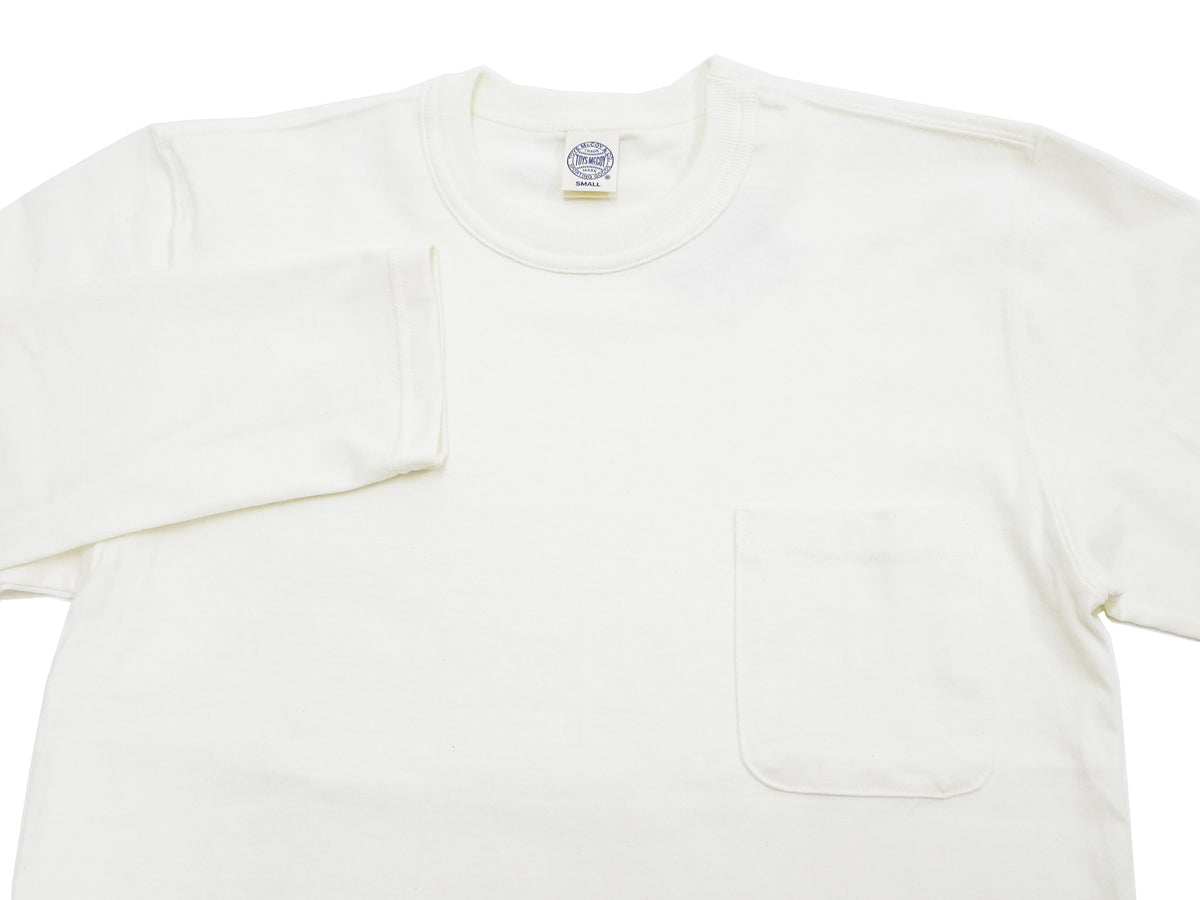 TOYS McCOY Steve McQueen Inspired Long Sleeve Pocket T-Shirt - Men's Solid Color Loopwheeled Tee - TMC2543 011 Off-White