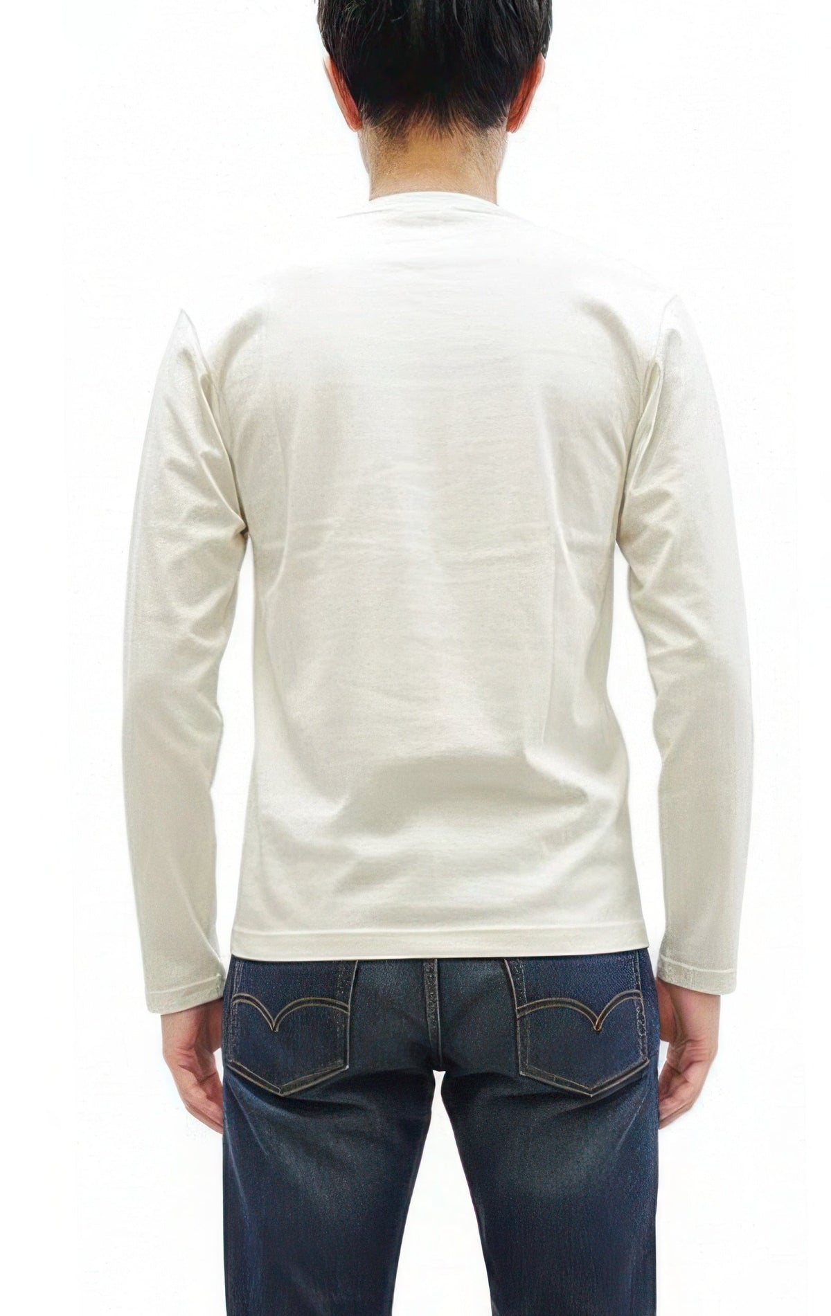 TOYS McCOY Steve McQueen Inspired Long Sleeve Pocket T-Shirt - Men's Solid Color Loopwheeled Tee - TMC2543 011 Off-White
