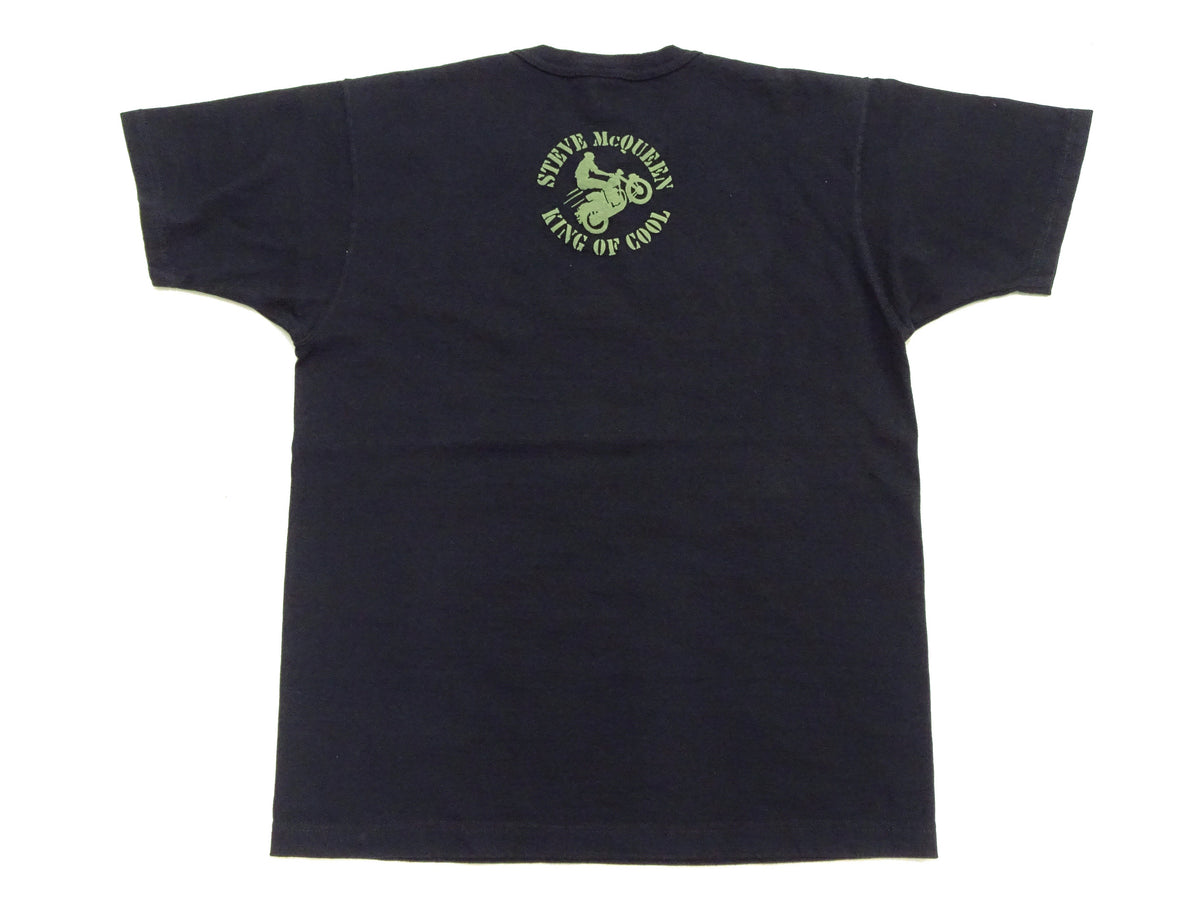 TOYS McCOY Men's Short-Sleeve Steve McQueen Graphic T-Shirt, Tubular Knit Jersey, One-Wash, Made in Japan (TMC2605 030 Black)