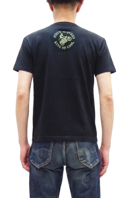 TOYS McCOY Men's Short-Sleeve Steve McQueen Graphic T-Shirt, Tubular Knit Jersey, One-Wash, Made in Japan (TMC2605 030 Black)