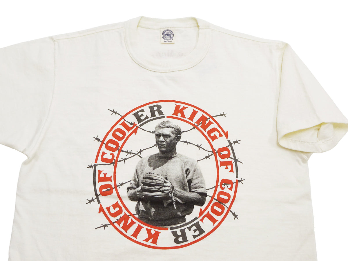 TOYS McCOY Men's Short-Sleeve Steve McQueen Graphic T-Shirt, Tubular Knit Jersey, One-Wash, Made in Japan (TMC2605 011 Soft Off-White)