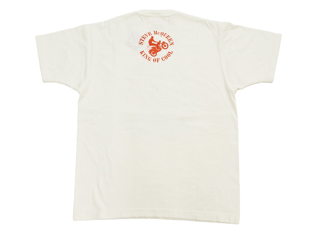 TOYS McCOY Men's Short-Sleeve Steve McQueen Graphic T-Shirt, Tubular Knit Jersey, One-Wash, Made in Japan (TMC2605 011 Soft Off-White)