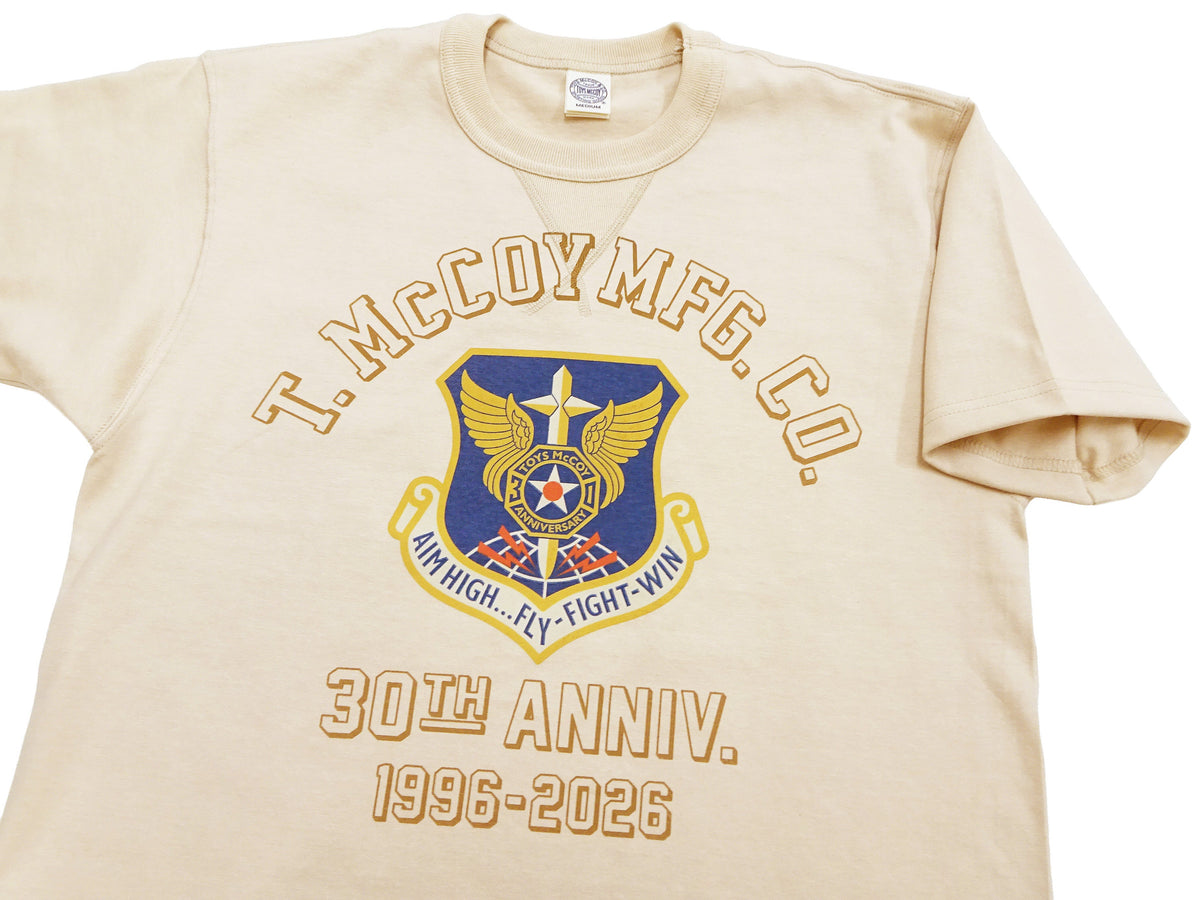 TOYS McCOY Men's Short Sleeve Military Graphic Vintage-Inspired T-Shirt, Loopwheel Tubular Tee with V-Gusset, Unwashed Finish, Made in Japan (TMC2608 041 Beige)
