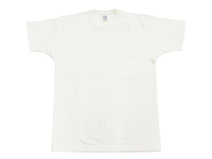 TOYS McCOY Men's Plain Short Sleeve Pocket T-Shirt - Steve McQueen Inspired, Tubular Knit Jersey, Unwashed, Made in Japan (TMC2615 011 Soft Off-White)