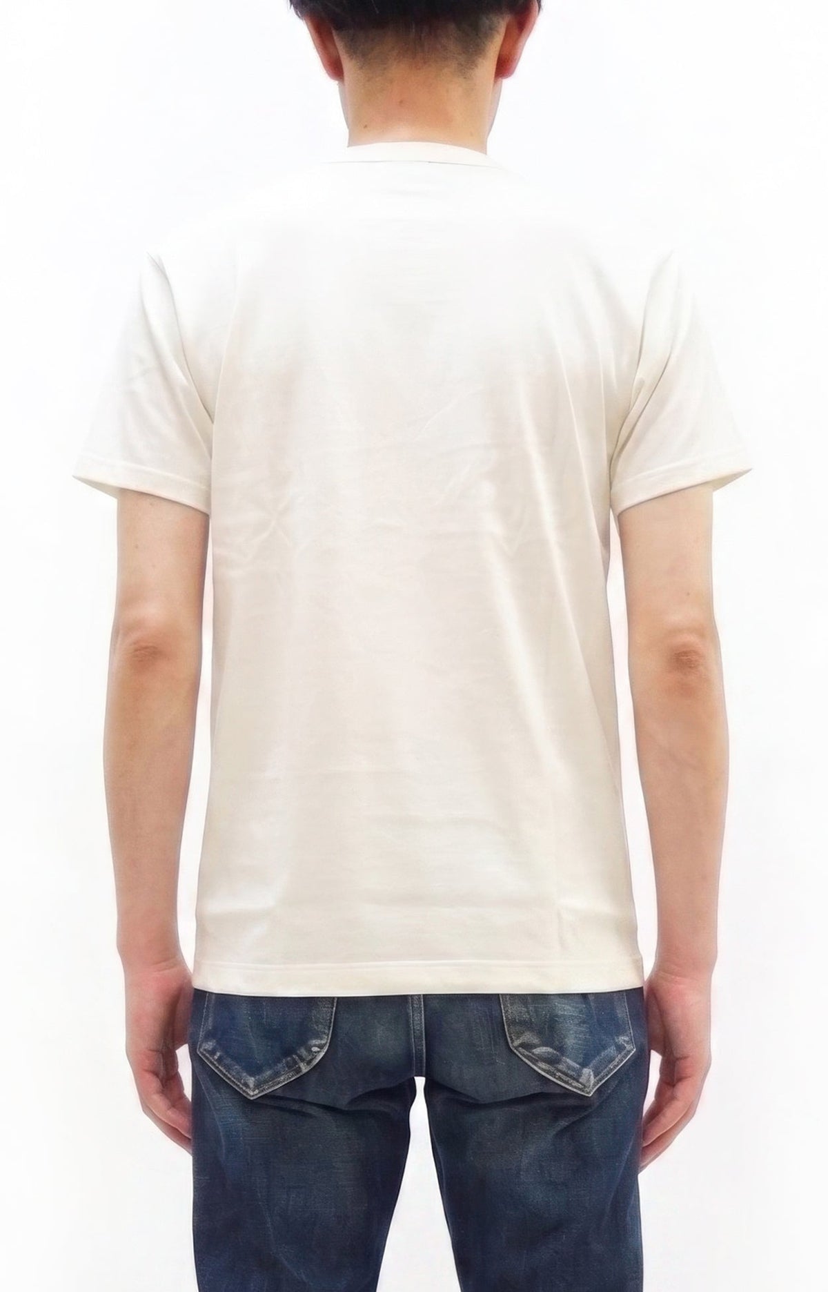 TOYS McCOY Men's Plain Short Sleeve Pocket T-Shirt - Steve McQueen Inspired, Tubular Knit Jersey, Unwashed, Made in Japan (TMC2615 011 Soft Off-White)