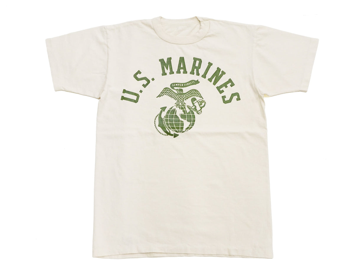 TOYS McCOY Men's Taxi Driver "U.S. Marines" Graphic Short Sleeve T-Shirt - Garment-Dyed Circular-Knit Tubular Tee - Made in Japan (TMC2624 040 Natural)