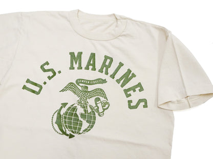 TOYS McCOY Men's Taxi Driver "U.S. Marines" Graphic Short Sleeve T-Shirt - Garment-Dyed Circular-Knit Tubular Tee - Made in Japan (TMC2624 040 Natural)