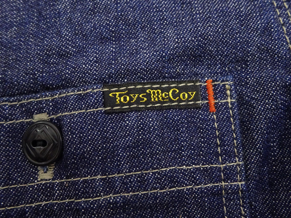 TOYS McCOY Denim Shirt Men's Casual Long Sleeve Plain 10.5 oz Indigo Denim Work Shirt TMS2406