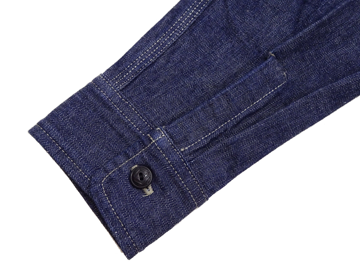 TOYS McCOY Denim Shirt Men's Casual Long Sleeve Plain 10.5 oz Indigo Denim Work Shirt TMS2406