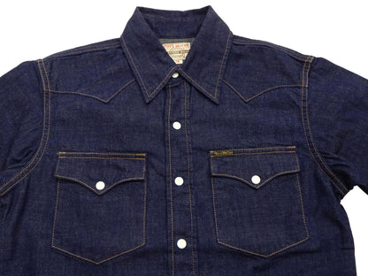 TOYS McCOY Men's Long Sleeve Denim Western Shirt, Steve McQueen "Nevada Smith" Inspired, 8 oz One-Wash Deep Indigo, Snap-Front, Made in Japan (TMS2601)