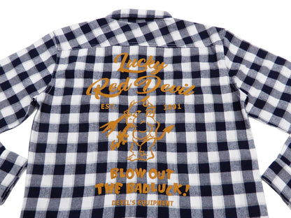 Tedman Custom Embroidered Plaid Flannel Shirt Men's Long Sleeve Shirt TNS-700 Off/Navy