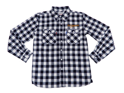 Tedman Custom Embroidered Plaid Flannel Shirt Men's Long Sleeve Shirt TNS-700 Off/Navy
