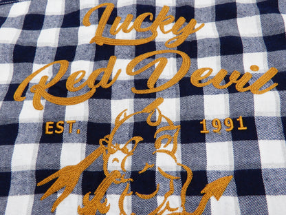 Tedman Custom Embroidered Plaid Flannel Shirt Men's Long Sleeve Shirt TNS-700 Off/Navy