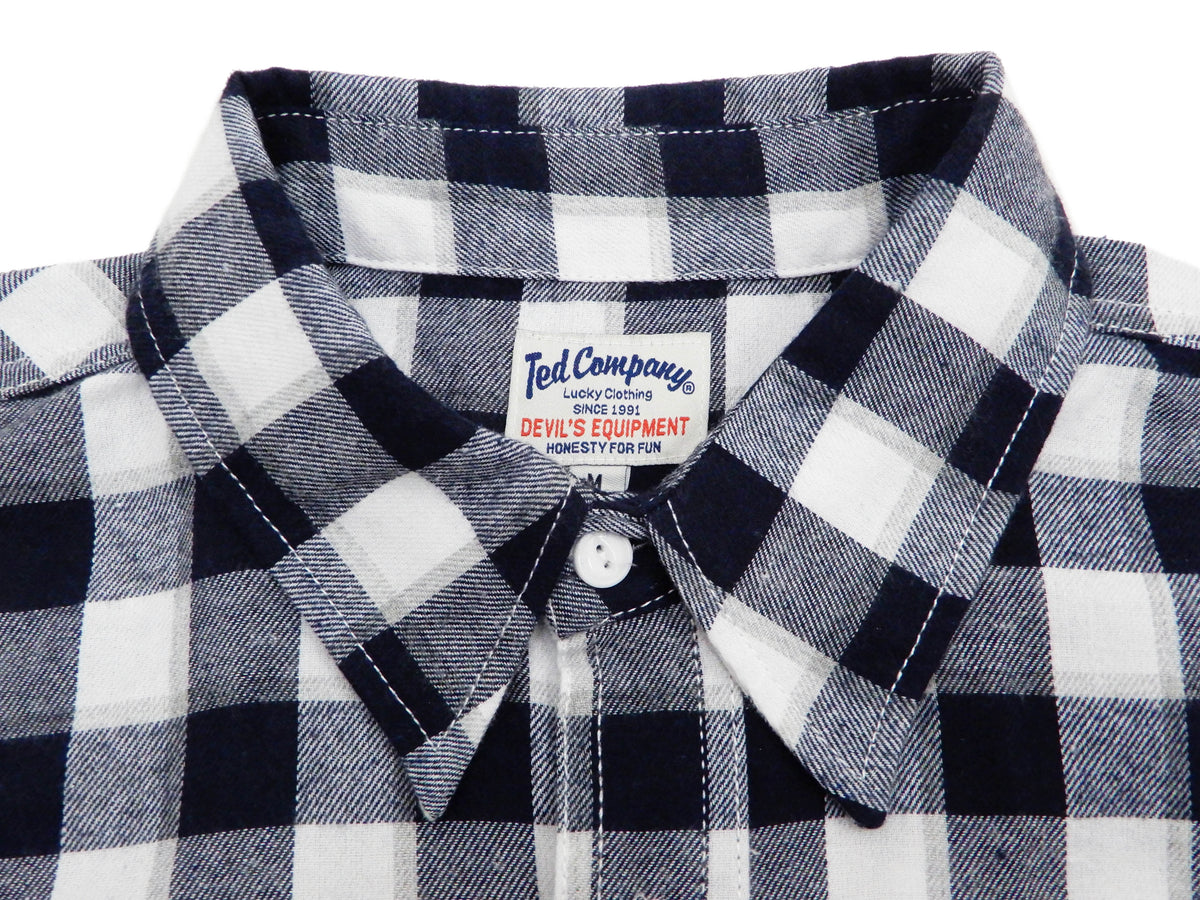 Tedman Custom Embroidered Plaid Flannel Shirt Men's Long Sleeve Shirt TNS-700 Off/Navy