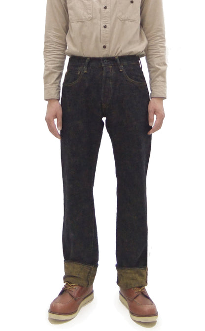 ONI Denim Men's 17 oz Bumpy Denim Selvedge Jeans - Regular Straight Fit - Indigo Overdyed with Ocher Pigment - Made in Japan (ONI277-Bumpy)