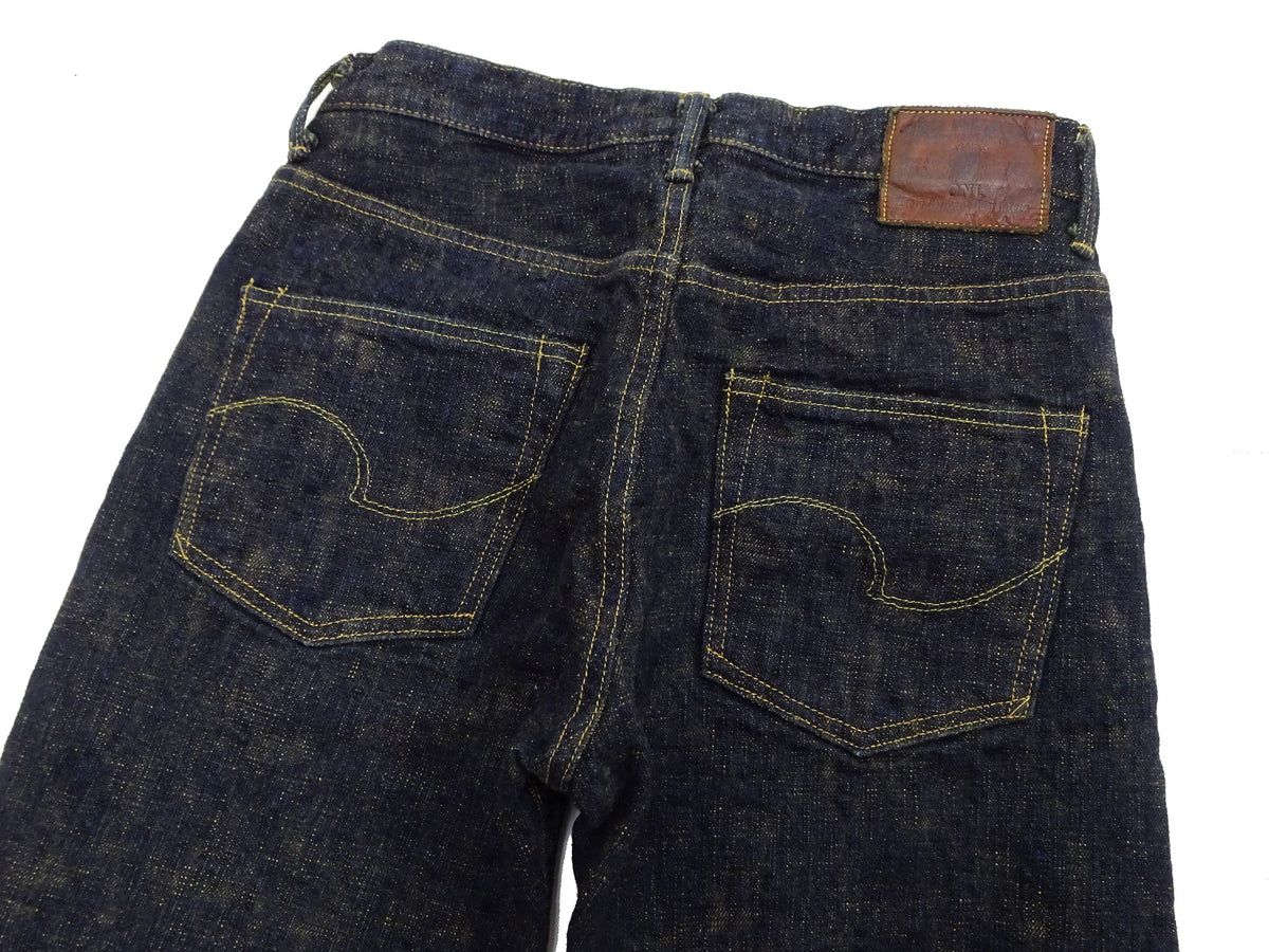 ONI Denim Men's 17 oz Bumpy Denim Selvedge Jeans - Regular Straight Fit - Indigo Overdyed with Ocher Pigment - Made in Japan (ONI277-Bumpy)