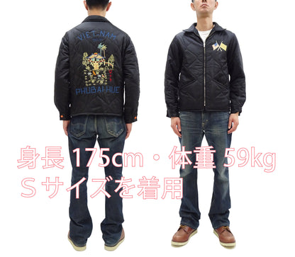 Tailor Toyo Reversible Vietnam Jacket with Insulation - Men's Modern Reinterpretation of Viet-Jumper Vietnam Souvenir Jacket / TT15800-119 Black