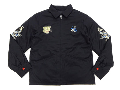 Tailor Toyo Reversible Vietnam Jacket with Insulation - Men's Modern Reinterpretation of Viet-Jumper Vietnam Souvenir Jacket / TT15800-119 Black