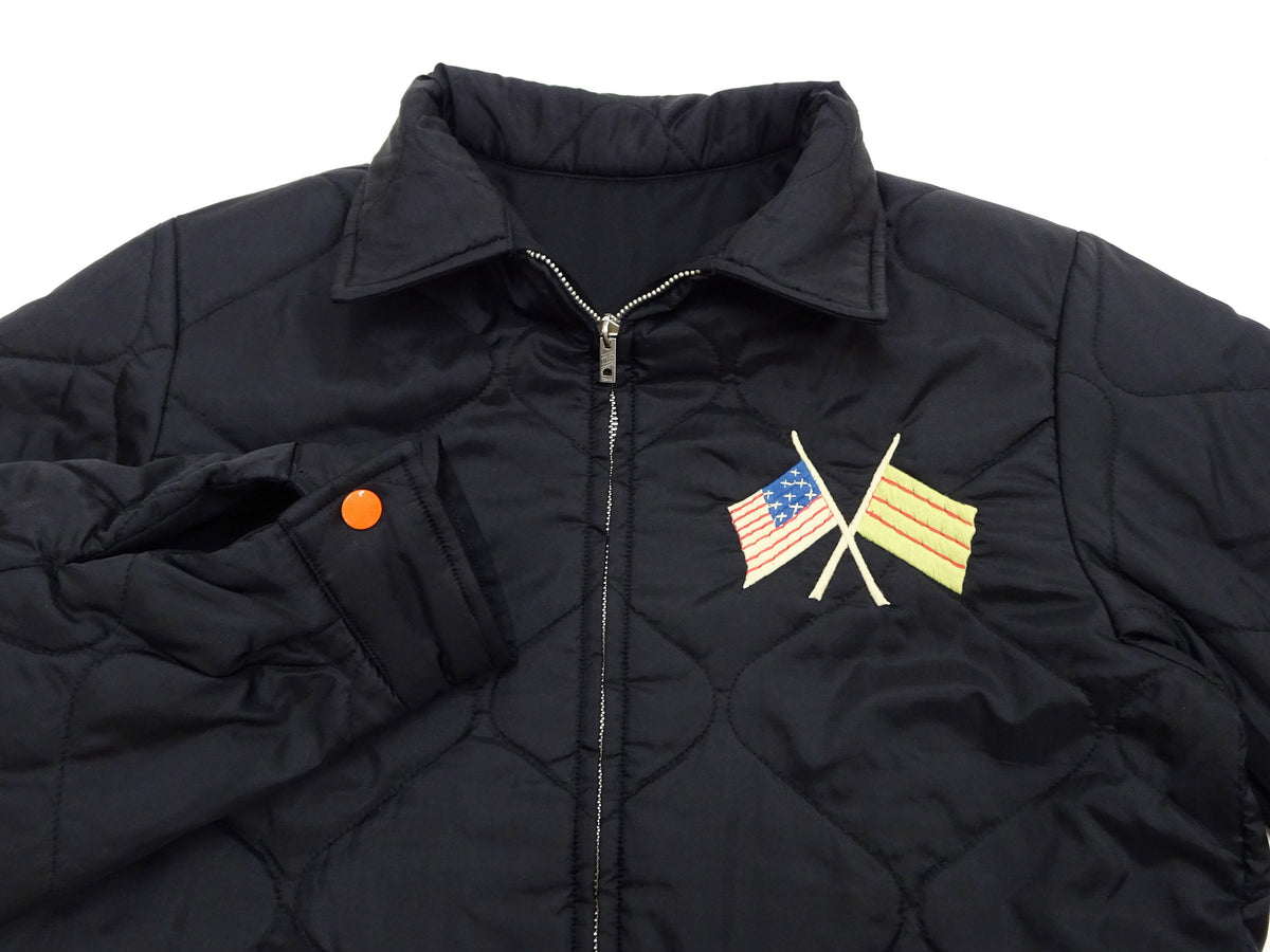 Tailor Toyo Reversible Vietnam Jacket with Insulation - Men's Modern Reinterpretation of Viet-Jumper Vietnam Souvenir Jacket / TT15800-119 Black