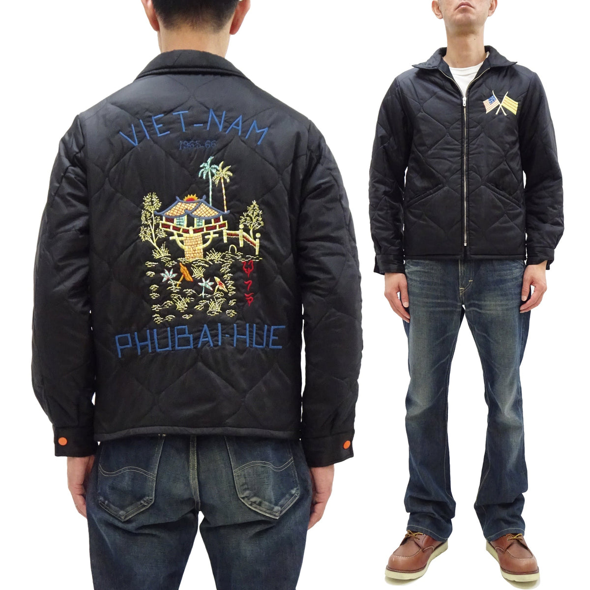 Tailor Toyo Reversible Vietnam Jacket with Insulation - Men's Modern Reinterpretation of Viet-Jumper Vietnam Souvenir Jacket / TT15800-119 Black
