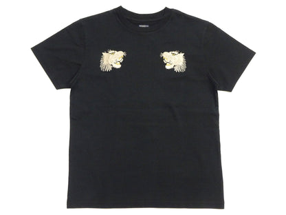 Tailor Toyo Men's Tiger-Embroidered Short Sleeve T-Shirt, Sukajan-Inspired Cotton Tee (Toyo Enterprises TT79743 119 Black)