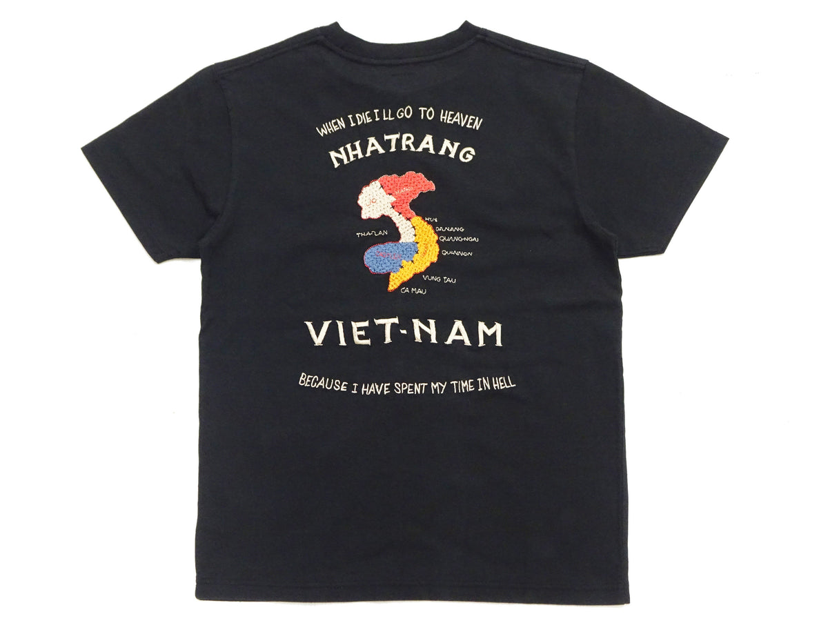 Tailor Toyo Men's Vietnam Jacket-Inspired Embroidered Short Sleeve T-Shirt, Cotton Tee (Toyo Enterprises TT79745 119 Black)