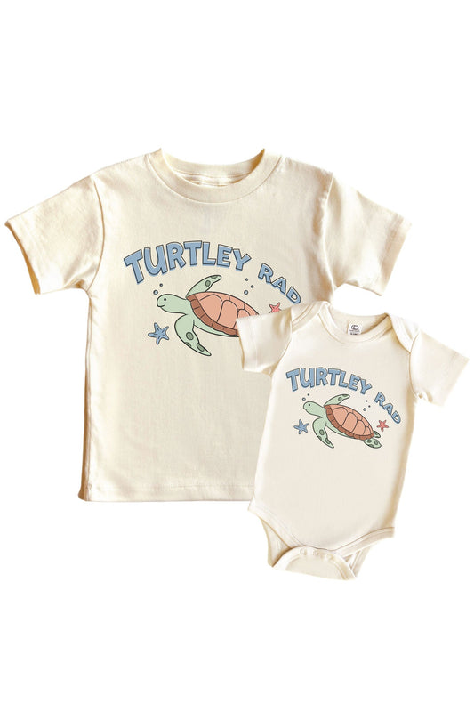 Turtley Rad Graphic Bodysuit & Kids Tee | Natural