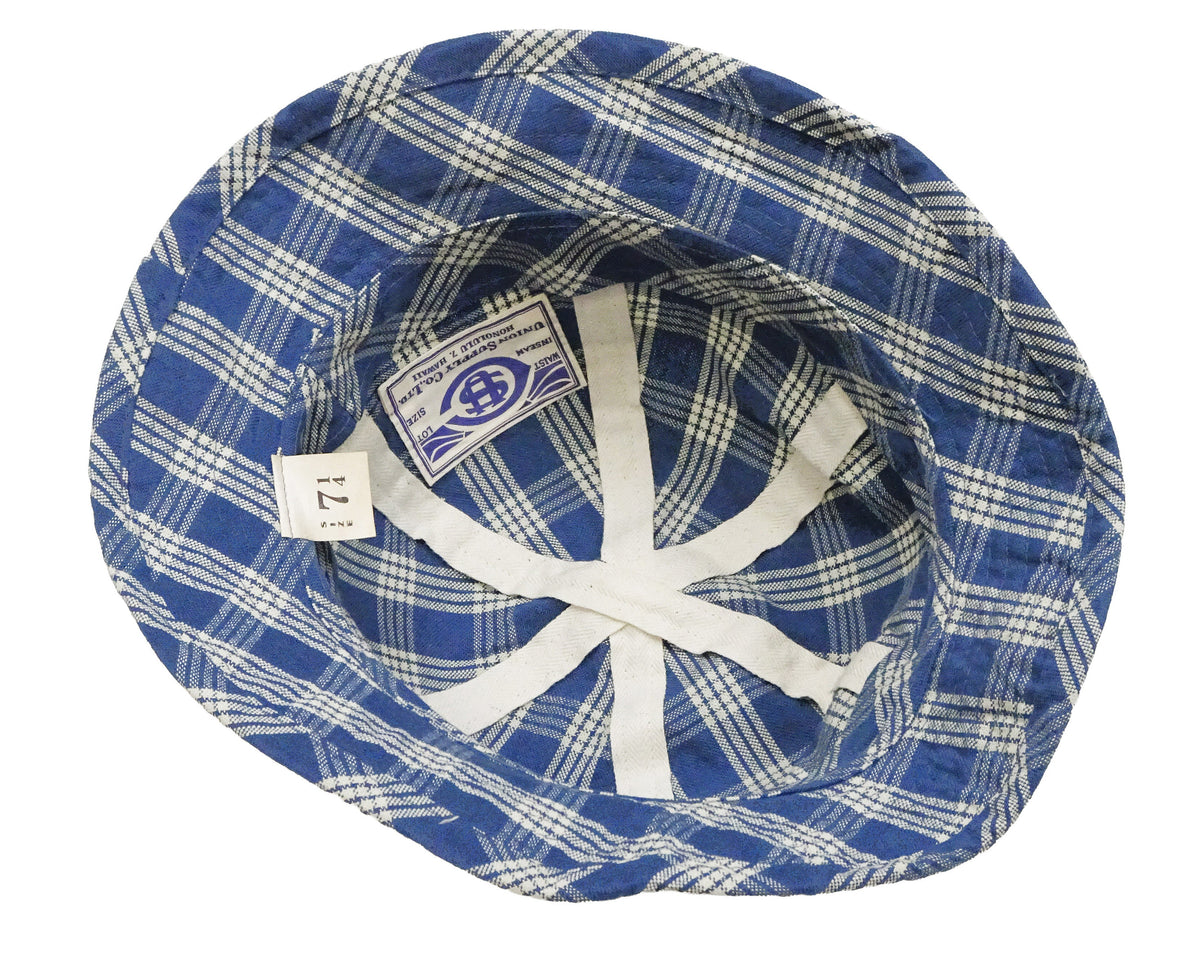 Union Supply Men's Palaka Plaid Bucket Hat - Vintage Hawaiian Workwear Style, Made in Japan (Toyo Enterprise US02883 421 One-Wash)