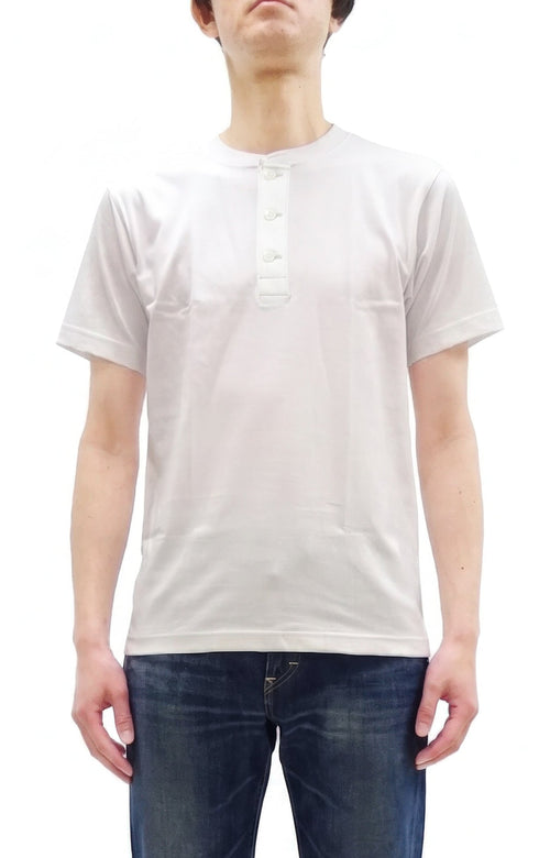 Whitesville Men's Short-Sleeve Henley T-Shirt, 100% Cotton Tubular-Knit Jersey, Slim Fit, One-Pack, Made in Japan (WV79681 105 Off-White)