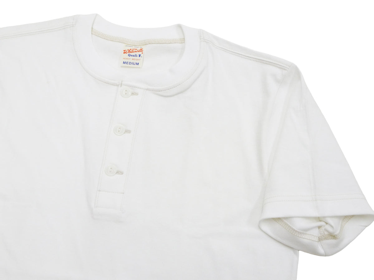 Whitesville Men's Short-Sleeve Henley T-Shirt, 100% Cotton Tubular-Knit Jersey, Slim Fit, One-Pack, Made in Japan (WV79681 105 Off-White)
