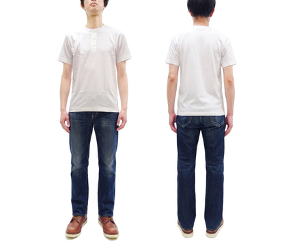 Whitesville Men's Short-Sleeve Henley T-Shirt, 100% Cotton Tubular-Knit Jersey, Slim Fit, One-Pack, Made in Japan (WV79681 105 Off-White)