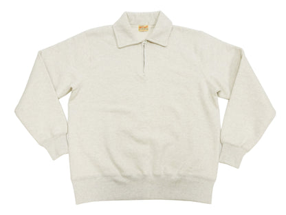 Whitesville Men's Collared Half-Zip Sweatshirt - Heavyweight Loopwheel Fleece, Made in Japan, Vintage-Inspired Athletic Wear (Toyo Enterprises WV69641 131 Oatmeal)