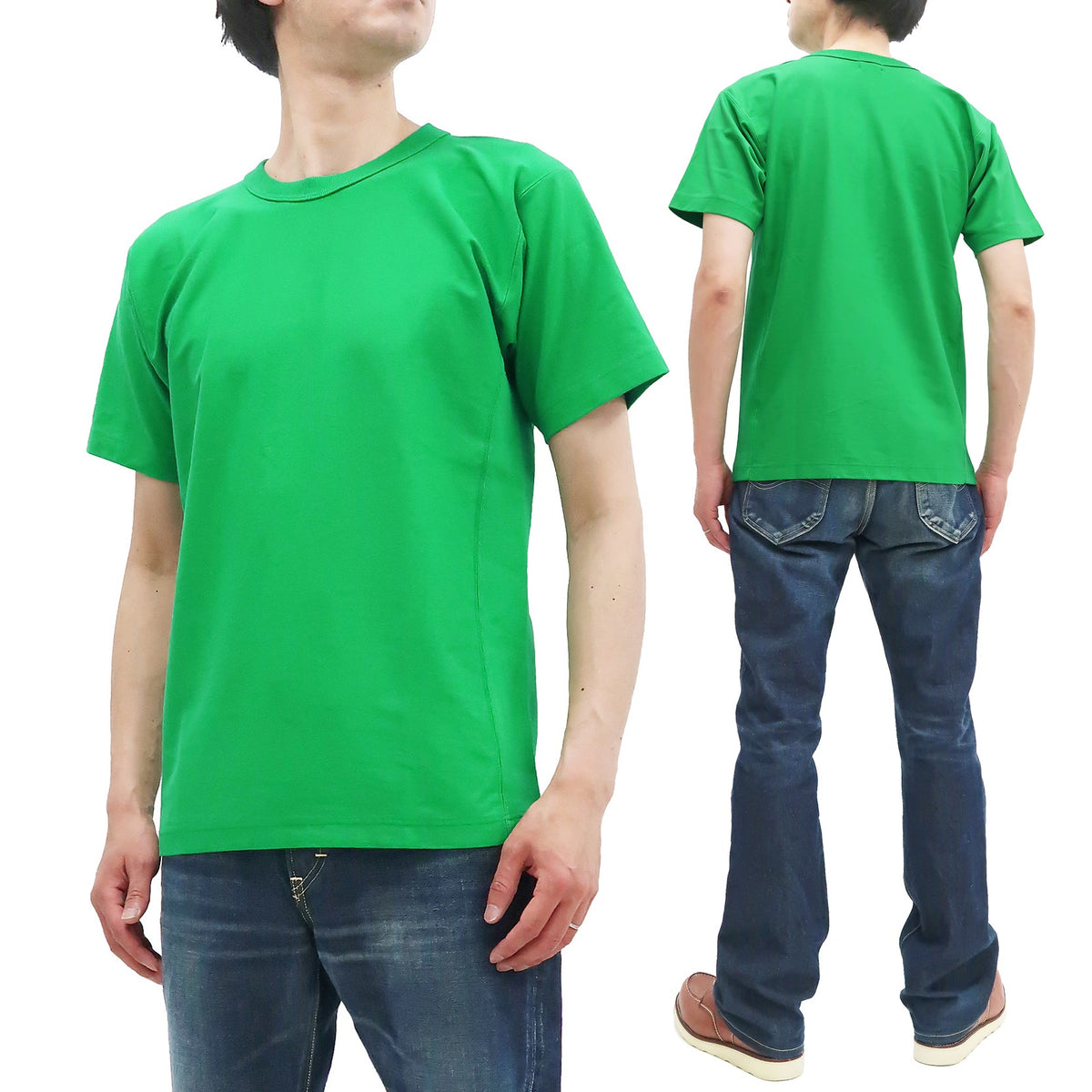 Whitesvill Plain T-shirt with Rib Side Panels Men's Heavyweight Short Sleeve Tee WV78930 144 Kelly-Green