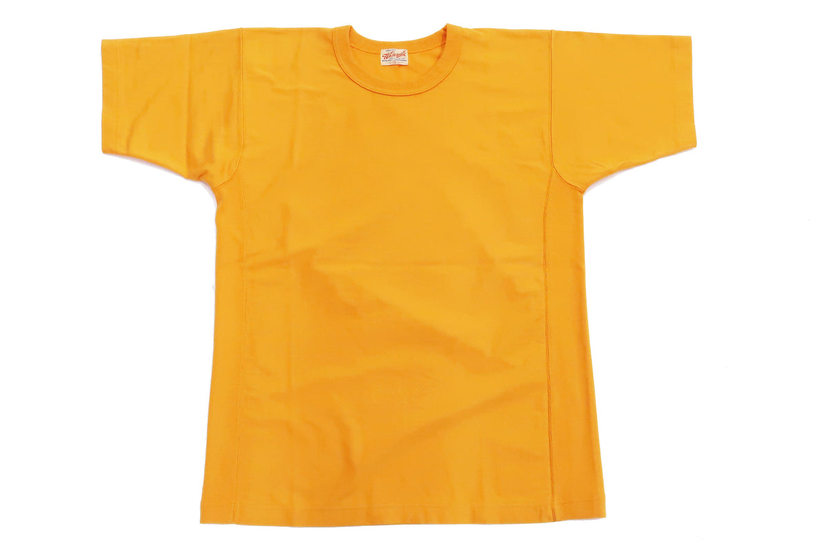 Whitesvill Plain T-shirt with Rib Side Panels Men's Heavyweight Short Sleeve Tee WV78930 156 Gold