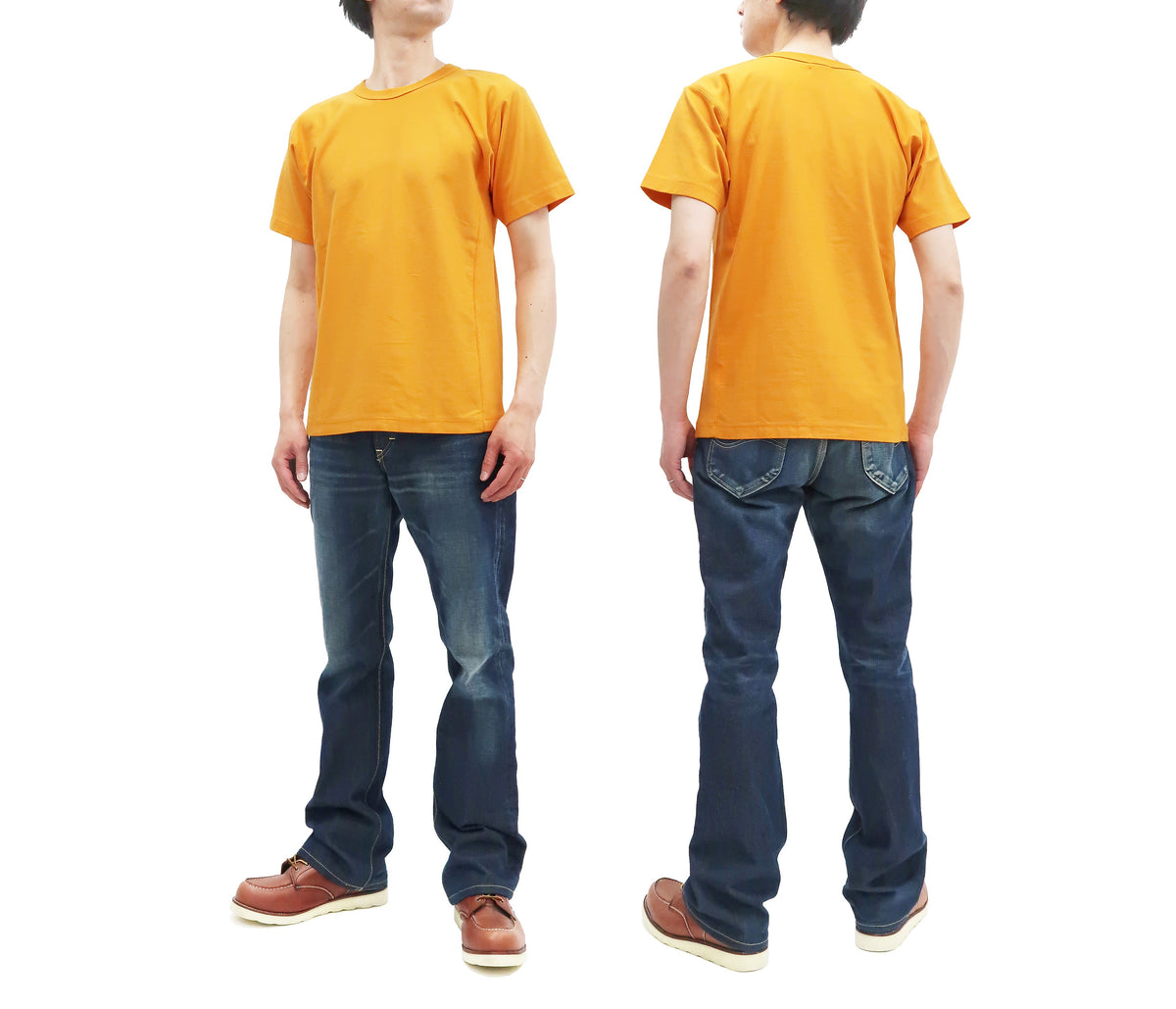 Whitesvill Plain T-shirt with Rib Side Panels Men's Heavyweight Short Sleeve Tee WV78930 156 Gold