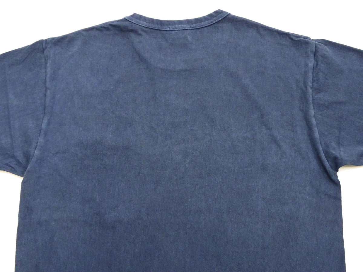 Whitesville Men's Short Sleeve Pigment-Dyed Pocket T-Shirt, Heavyweight Tubular Cotton Jersey Plain Tee, Made in Japan by Toyo Enterprises (WV79531 128 Faded Navy)