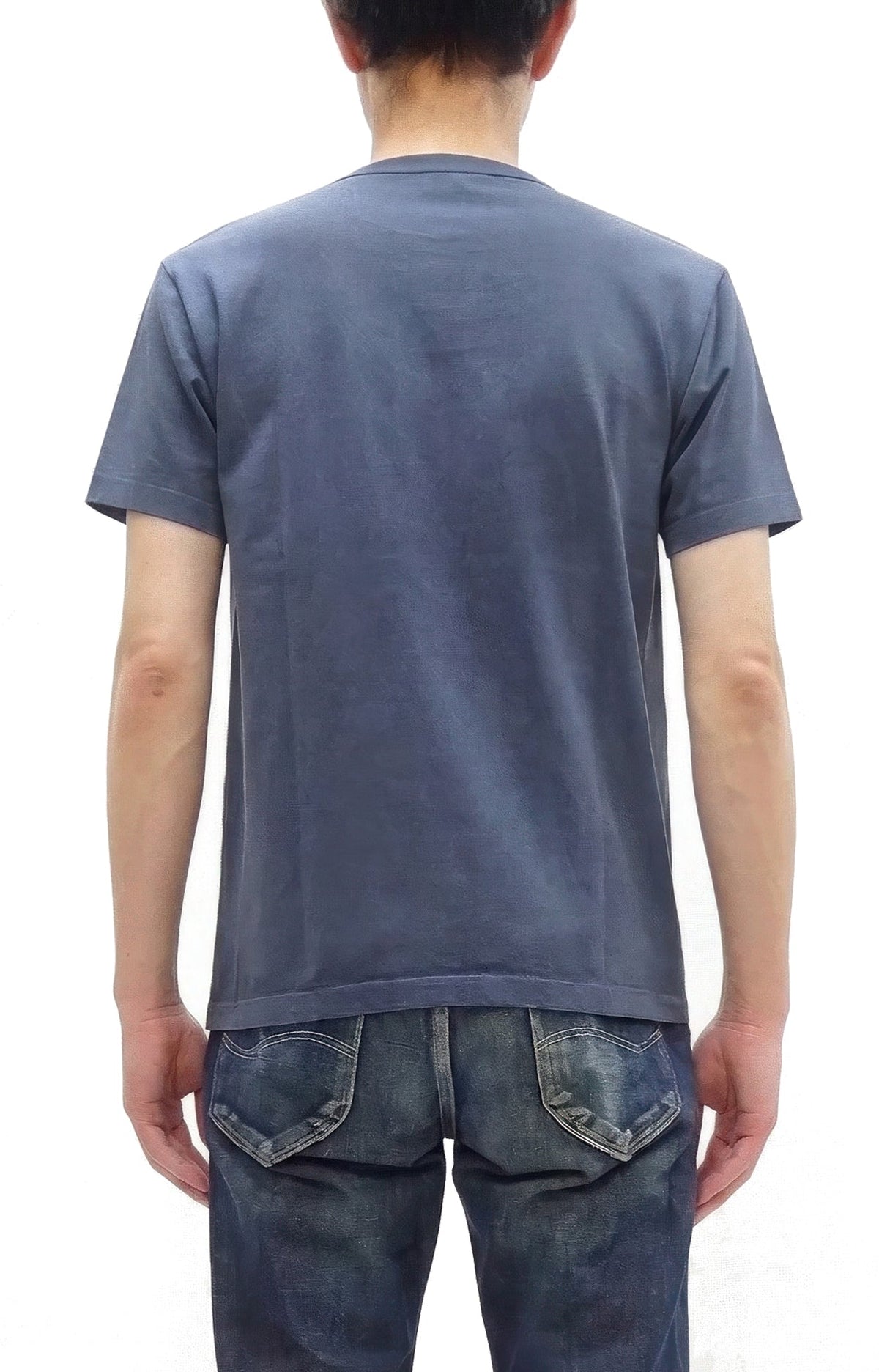 Whitesville Men's Short Sleeve Pigment-Dyed Pocket T-Shirt, Heavyweight Tubular Cotton Jersey Plain Tee, Made in Japan by Toyo Enterprises (WV79531 128 Faded Navy)